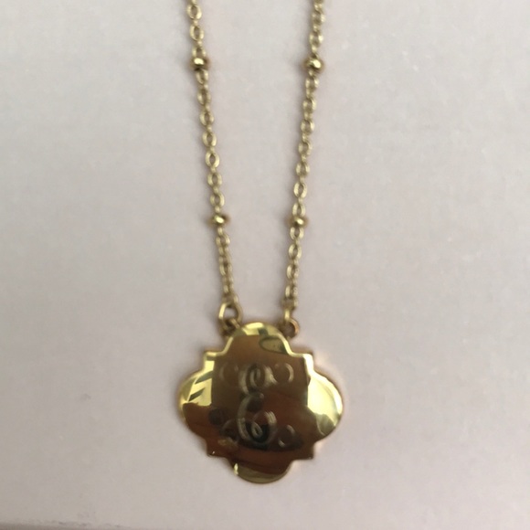 E Clover Charm Necklace - Picture 2 of 3